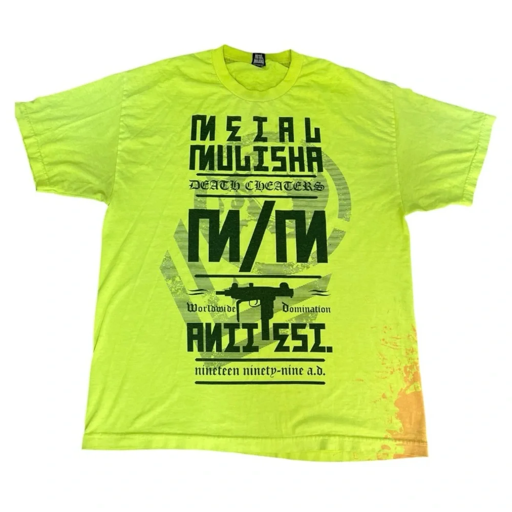 Metal Mulisha Y2K hyper yellow Short Sleeve Tee shirt Streetwear vintage
